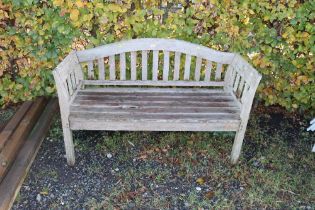 A wooden garden bench