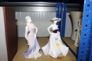 A Coalport Ladies of Fashion figurine; and a Coalport Ladies of Fashion figurine "Happy