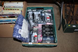 A box of Calvin Klein and other briefs, socks etc