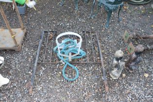 A stable door grill; a tow rope; and a galvanised