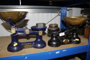 Two sets of scales and a collection of weights