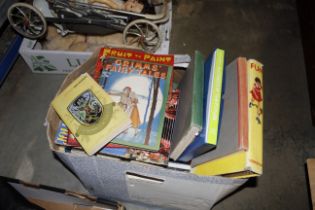 A box of various books