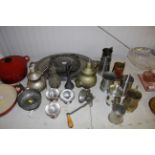 A collection of various metal ware to include silv