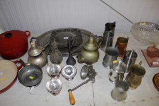 A collection of various metal ware to include silv