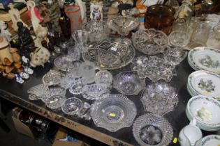 A collection of table glassware including various