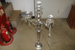 A large plated and glass decorative three light fl