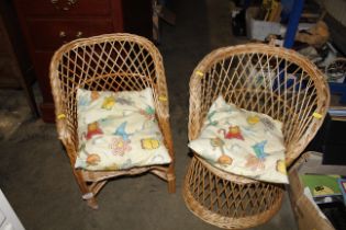 Two wicker children's chairs