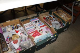 Four boxes of miscellaneous craft items etc.