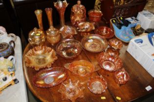 A collection of Carnival glassware