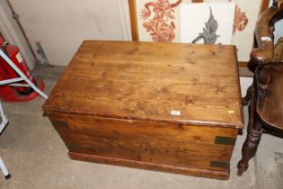 A metal bound pine blanket box