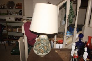 A Bernard Rooke pottery table lamp decorated with