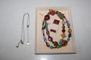 A Murano style glass bead necklace and a Swarovski