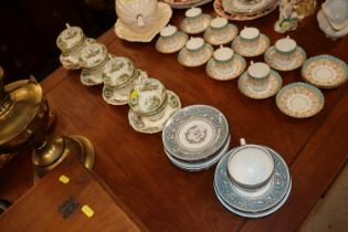 A quantity of Wedgwood side plates; together with a quantity of Foley "Broadway" patterned cups