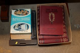 A box of "The War Illustrated" books, Children's Encyclopedia etc.