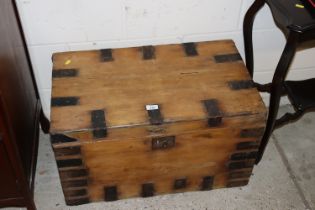 A metal bound pine blanket box AF