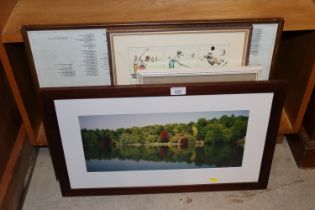 A framed photographic print depicting a lake, E. R