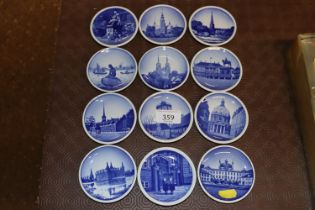Twelve miniature Royal Copenhagen plates