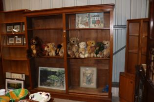 A large oak 19th century open fronted bookcase wit