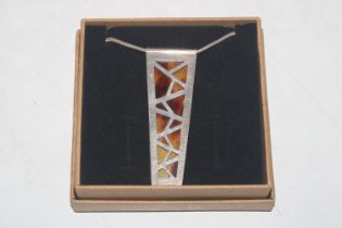 A large modernist ABG Sterling silver pendant and