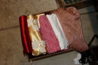 A box of various vintage curtains