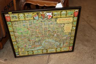 A framed and glazed map "London The Bastion of Lib