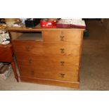 An Edwardian pine chest - lacking one drawer