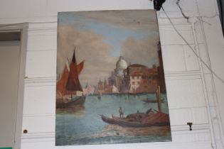 A 19th century English school "A View Across the Bay of Venice" unsigned oil on canvas