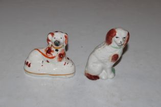 Two 19th Century Staffordshire miniature dogs