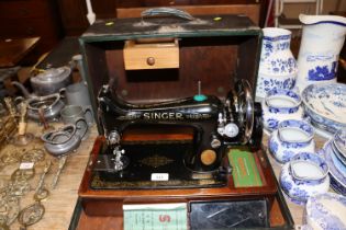 A Singer hand sewing machine No.Y9626762 in fitted