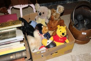 A box of various soft toys