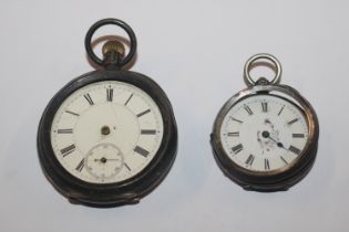 A silver cased pocket watch AF; and a white metal cased fob watch AF