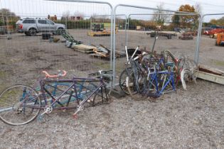 A large quantity of various bike frames to include