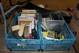 Two boxes of various paperback and hardback books