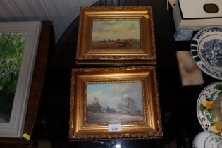 James Wright, two oils depicting a windmill and fa