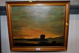 M Kerridge oil on board "Highland Sunset"