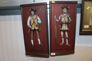 Two wooden plaques depicting 'Captain J Parker' an