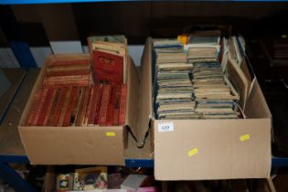 Two boxes containing Bartholomew maps, various ephemera, Ward Lock & Co map books