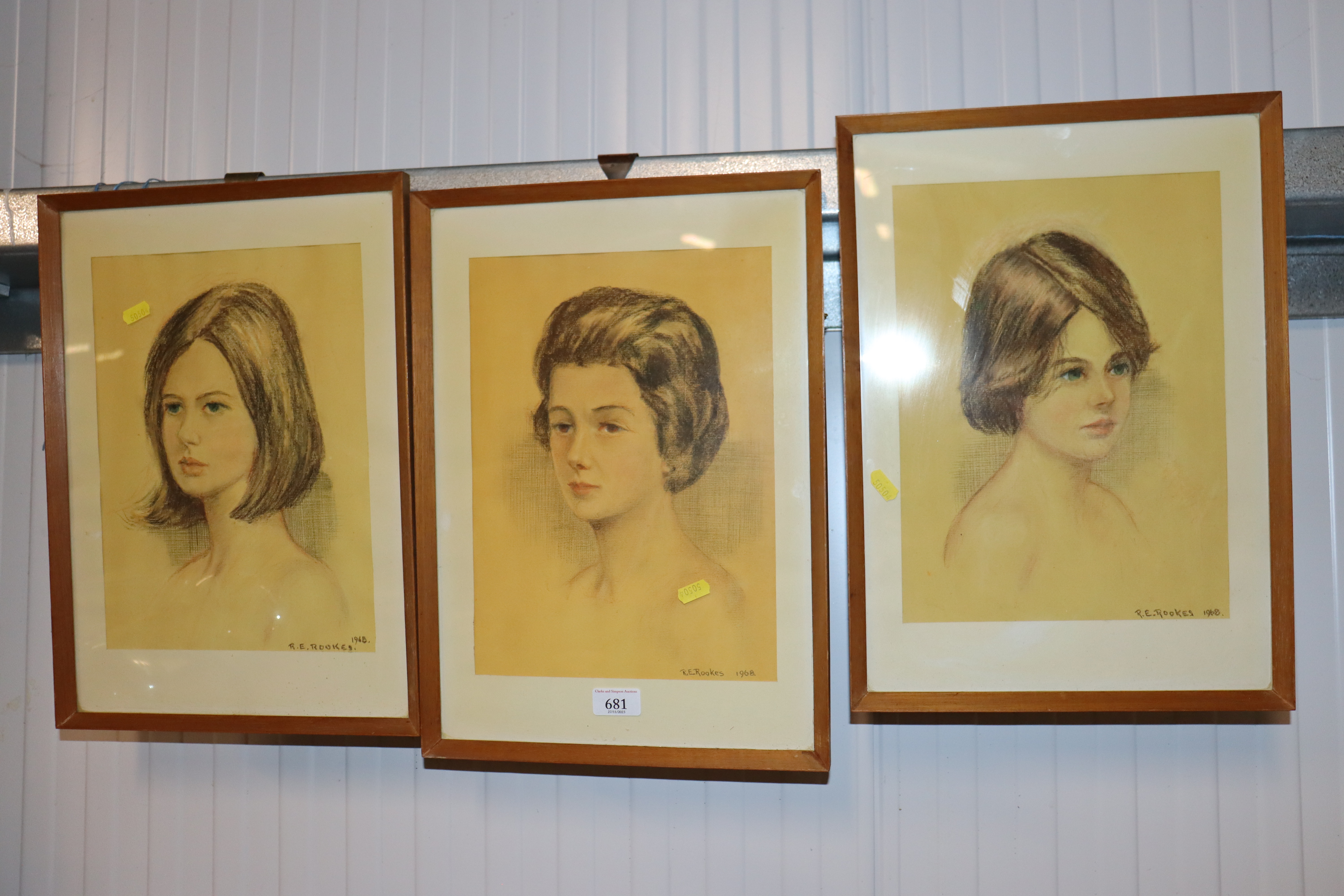 R E Rookes, three portrait studies