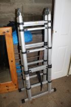 A metal telescopic folding combination step ladder