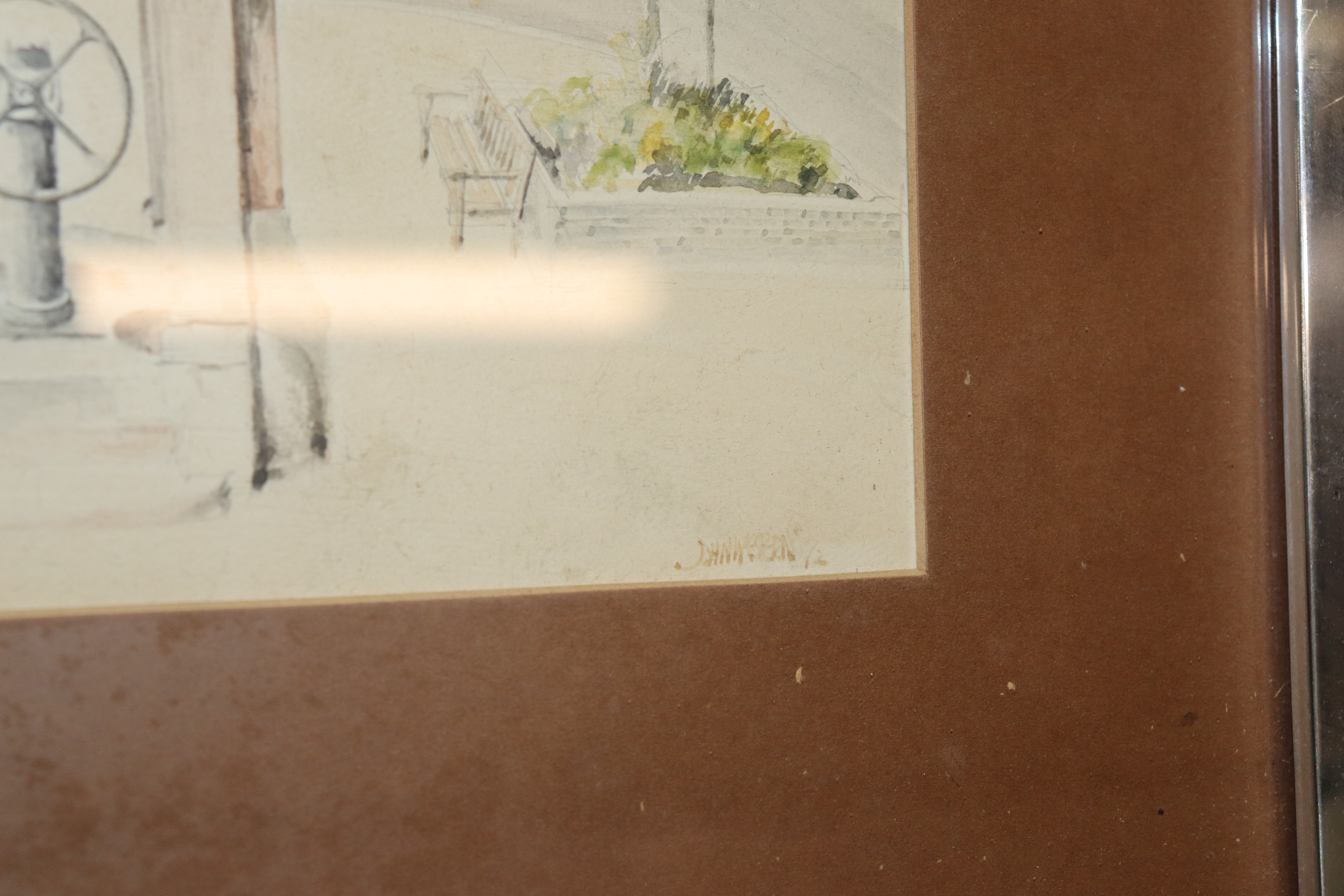 John Western, watercolour study 'The Market Hill from the Steps of The Shire Hall' - Image 2 of 2