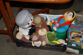 A box of soft toys