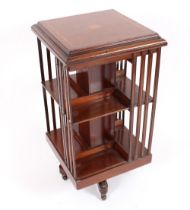 A Victorian inlaid mahogany revolving bookcase, 48cm wide x 93cm high