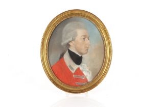 19th Century school, oval military portrait, unsigned watercolour contained in gilt frame, 29.5cm