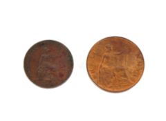 An 1839 four pence piece; and a ½ pence 1902