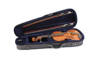 A German violin, total length 60cm and two mother