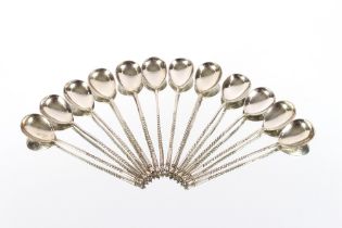 A set of twelve Russian silver teaspoons, 84 mark, dated 1892 and makers initials