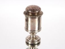 A rare silver Hamilton & Co. of Calcutta Kyan pepper dispenser on flared pedestal base with simple