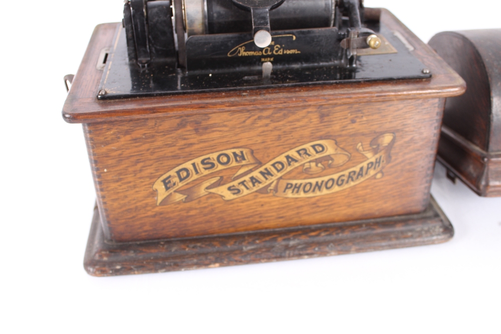 An Edison standard phonograph, in oak carrying cas - Image 2 of 12