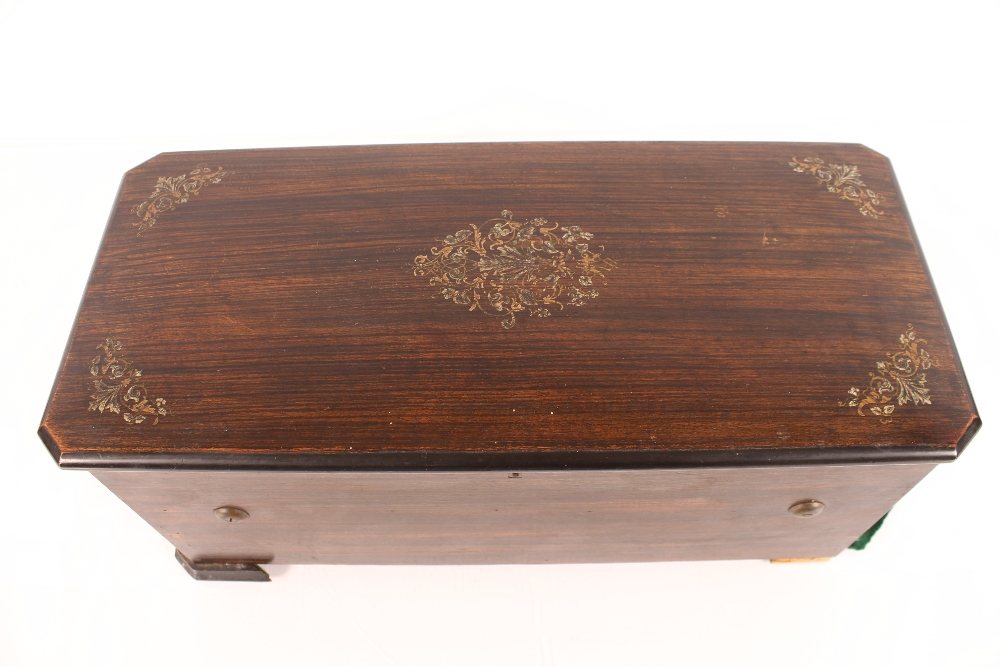 A Swiss eight air music box by J.H. Heller, Bern, in decorated rosewood case, six hidden bells, - Image 3 of 8