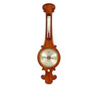 A late 19th Century mahogany banjo barometer by A. Intross of Rochester Bridge, silvered dials and